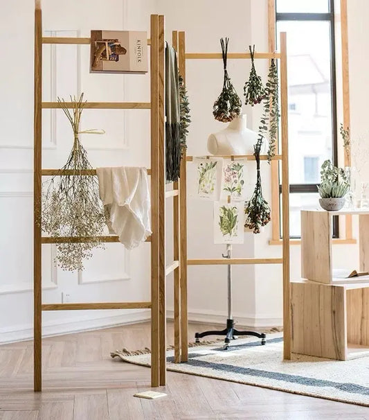 Solid Pinewood Ladder Shelf Room Divider - 120x180cm | Elegant and Functional Design wwluhe.com