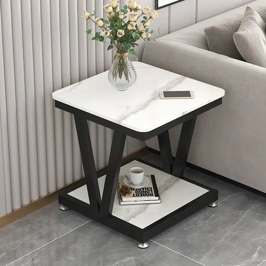 Marble & Metal Side Table - 52x52x60cm | Stylish Sofa Companion wwluhe.com