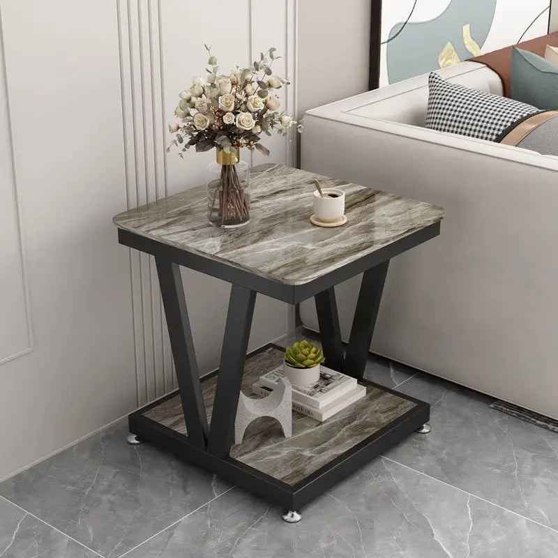 Marble & Metal Side Table - 52x52x60cm | Stylish Sofa Companion wwluhe.com