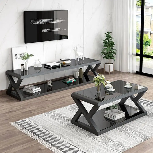 Modern Minimalist Marble & Metal Coffee Table and TV Stand Set wwluhe.com