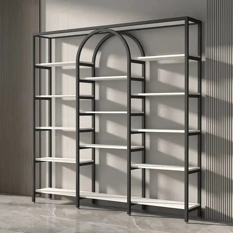 Industrial Steel & Wood Display Shelf - 200x30x200cm | Hollowed Metal Design - wwluhe.com