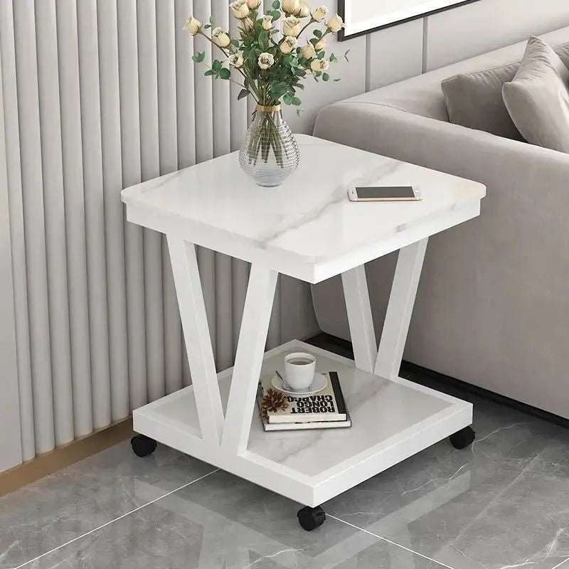 Marble & Metal Side Table - 52x52x60cm | Stylish Sofa Companion - wwluhe.com